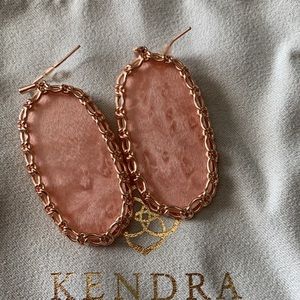 EUC Kendra Scott Blush Wood & Rose Gold Macrame Earrings